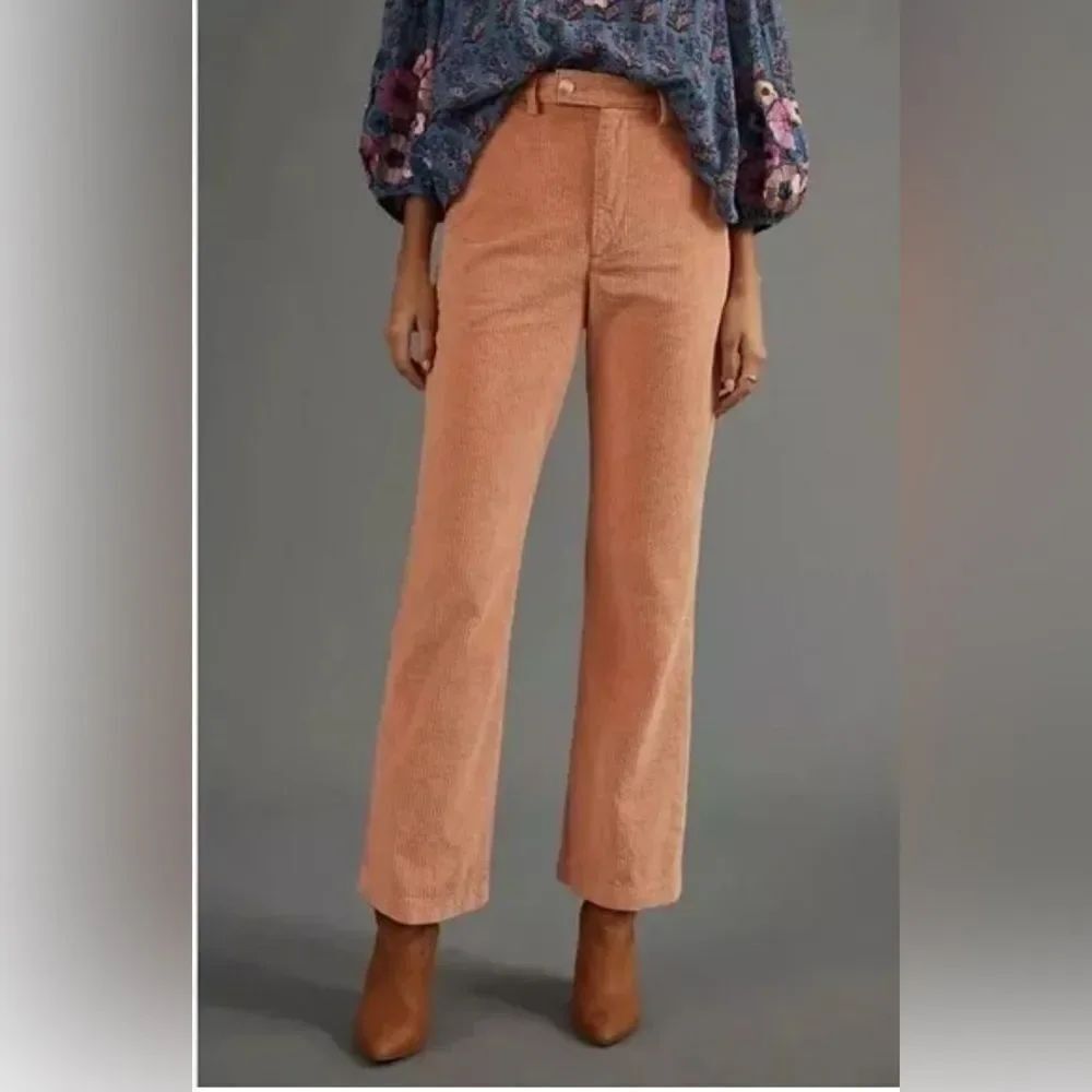 Anthropologie Levi’s Math Club Flare Corduroy Trousers in Pebble Peach NWT 30